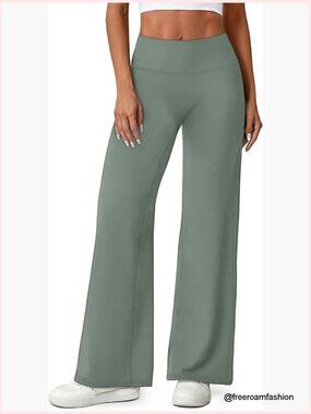 High Waisted Tummy Control Wide Leg Yoga Pants No Front Seam